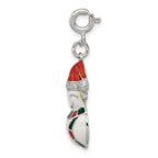 Sterling Silver Rhodium-plated CZ Enameled Snowman Charm