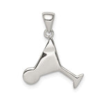 Sterling Silver Rhodium-plated and Hematite-plated Marcasite Red and Green Enameled Martini Pendant