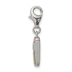 Sterling Silver Rhodium-plated Enameled and CZ Cell Phone Charm