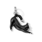 Sterling Silver Rhodium-platedBlack Enamel Cat Charm