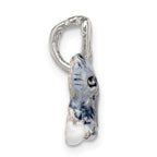 Silver Enamel Grey & White Cat Pendant playing with Ball