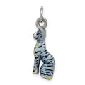 Silver Enamel Cat Sitting Charm