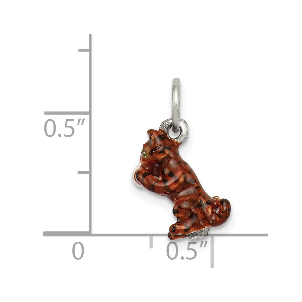 Silver Enamel Cat playing with Yarn Charm