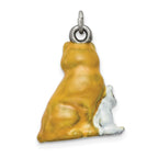 Silver Enamel Mom & Kitten Cat Charm