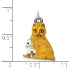 Silver Enamel Mom & Kitten Cat Charm