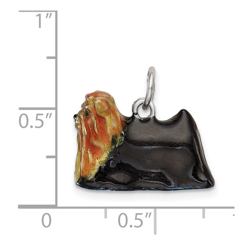 Sterling Silver Enameled Yorkshire Terrier Charm