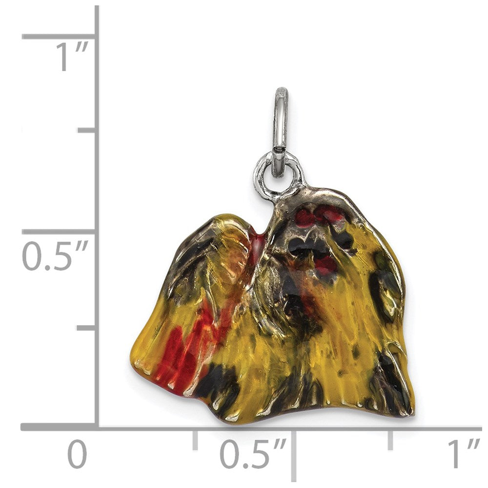 Sterling Silver Enameled Profile Shih Tzu Charm