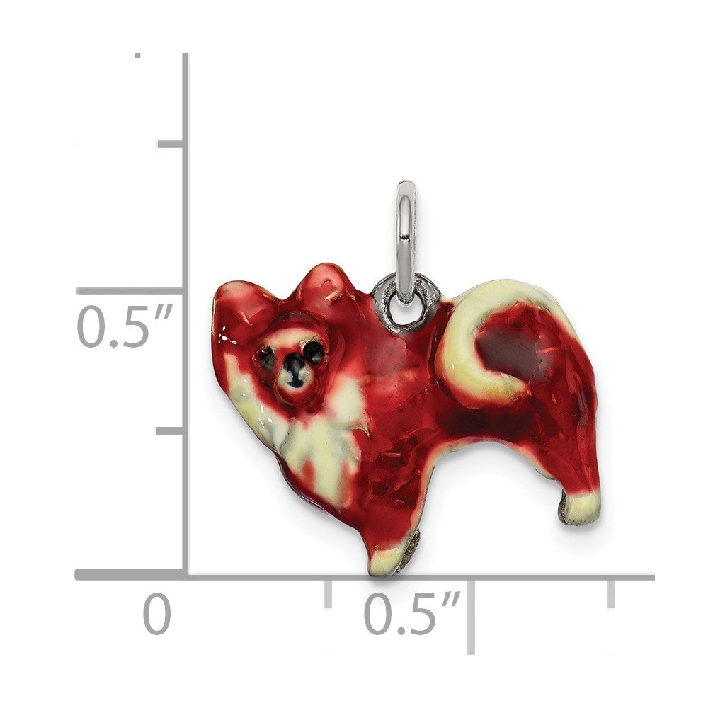 Sterling Silver Enameled Small Pomeranian Charm