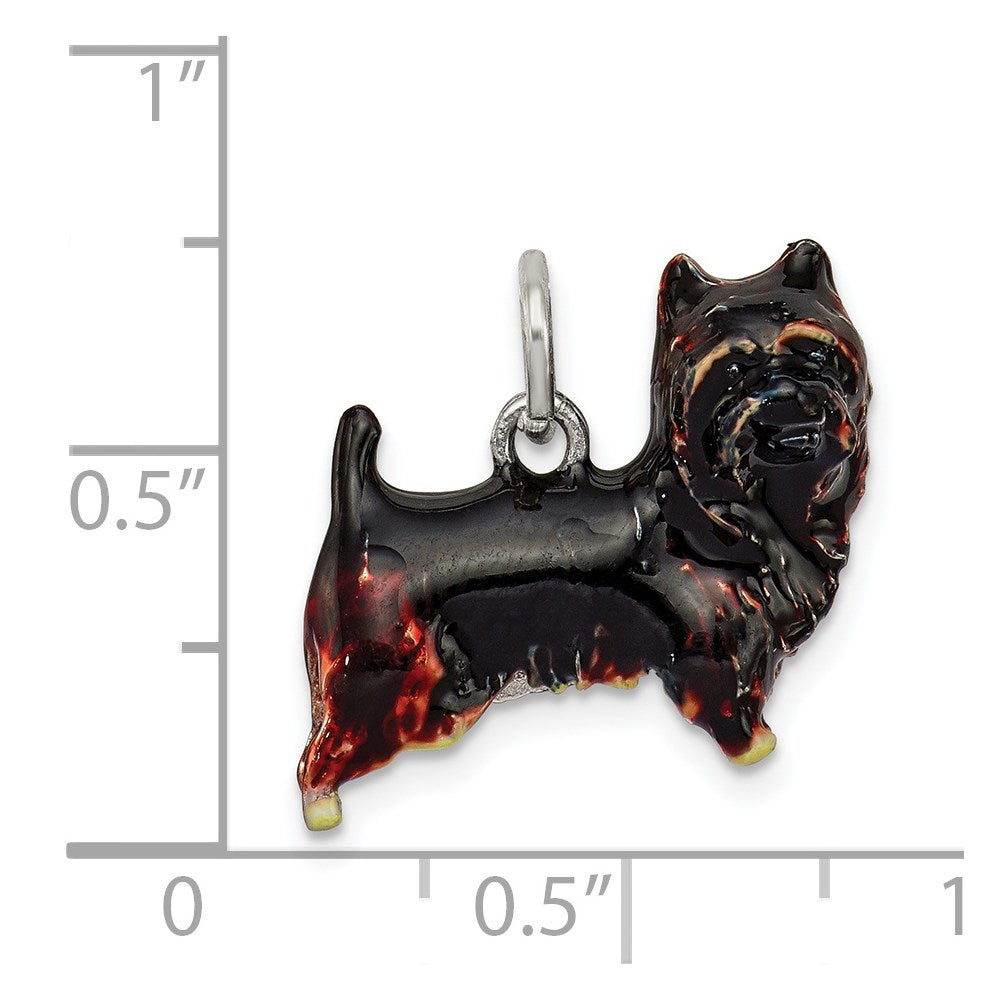 Sterling Silver Enameled Brown & Black Cairn Terrier Charm