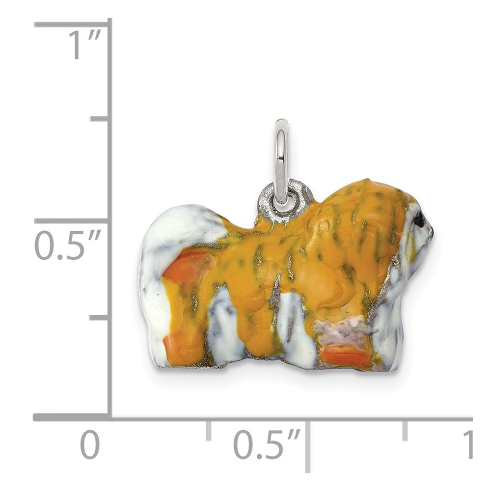 Sterling Silver Enameled Lhasa Apso Charm