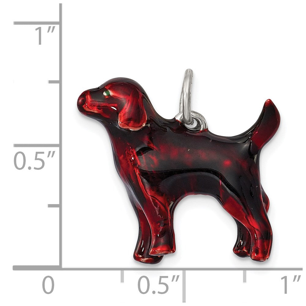 Sterling Silver Enameled Chocolate Labrador Charm