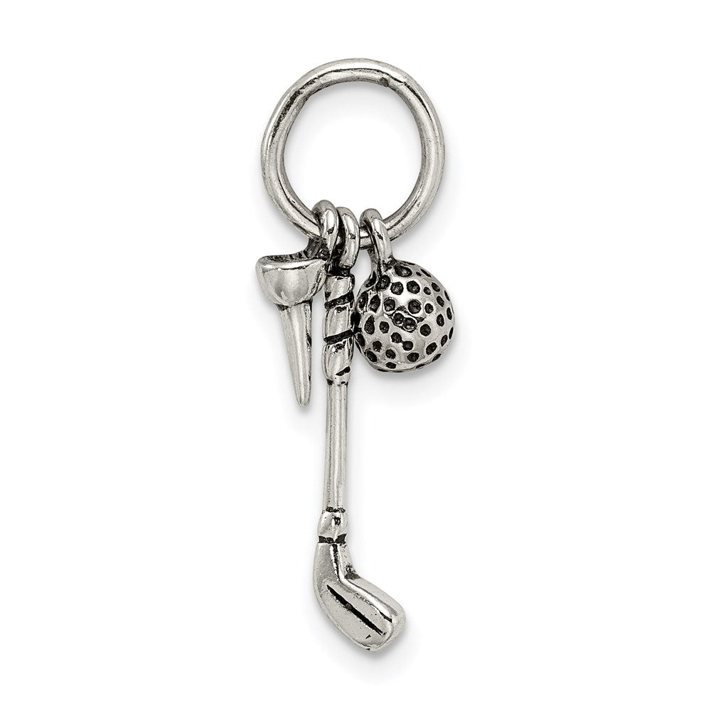 Sterling Silver Antiqued Golfer's Charm
