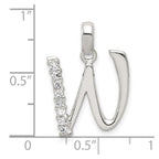 Sterling Silver CZ Letter W Initial Pendant