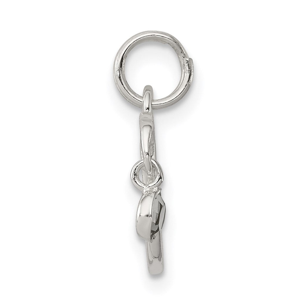 Sterling Silver CZ Polished Dove Charm