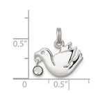 Sterling Silver CZ Polished Dove Charm
