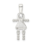Sterling Silver Rhodium-plated CZ & April Glass Girl Pendant