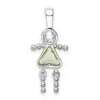 Sterling Silver Rhodium-plated CZ & August Glass Girl Pendant