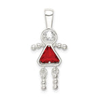 Sterling Silver Rhodium-plated CZ & July Glass Girl Pendant