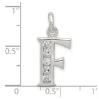 Sterling Silver White CZ Letter F Initial Pendant