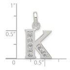 Sterling Silver White CZ Letter K Initial Pendant