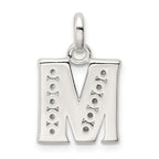 Sterling Silver White CZ Letter M Initial Pendant