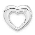 Sterling Silver Polished Heart w/ CZ Slide Pendant