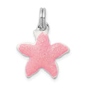 Sterling Silver Rhodium-platedEnameled Sparkle Starfish Charm