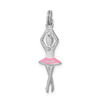 Sterling Silver Rhodium-platedEnamel Ballerina Charm