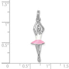 Sterling Silver Rhodium-platedEnamel Ballerina Charm