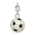 Sterling Silver Enameled Soccer Ball Charm