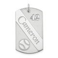 SS/Rhodium-plated Personalized Baseball Dog Tag Charm