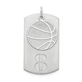 SS/Rhodium-plated Personalized 2-Piece Basketball Dog Tag Charm