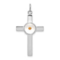 Sterling Silver Platinum-plated Polished & Epxy Cross w/Mustard Seed Pendan