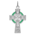Sterling Silver Platinum-plated Polished Epoxy Irish Cross Pendant