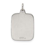 Sterling Silver Blue Enamel Square St. Christopher Medal Pendant