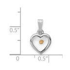 Sterling Silver Platinum-plated Small Heart with Mustard Seed Pendant