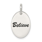 Sterling Silver Polished Enamel Believe Pendant