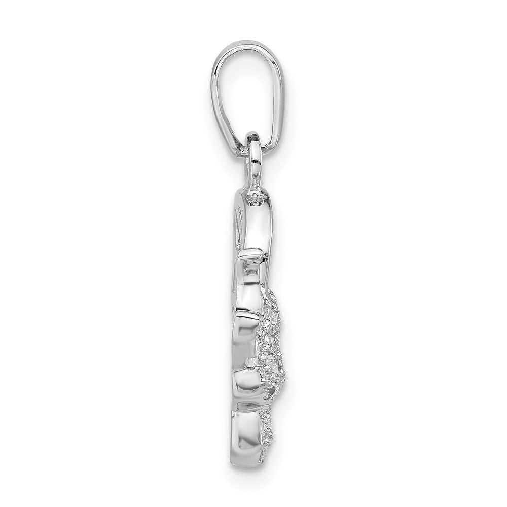 Sterling Silver Rhodium-plated CZ Butterfly Pendant