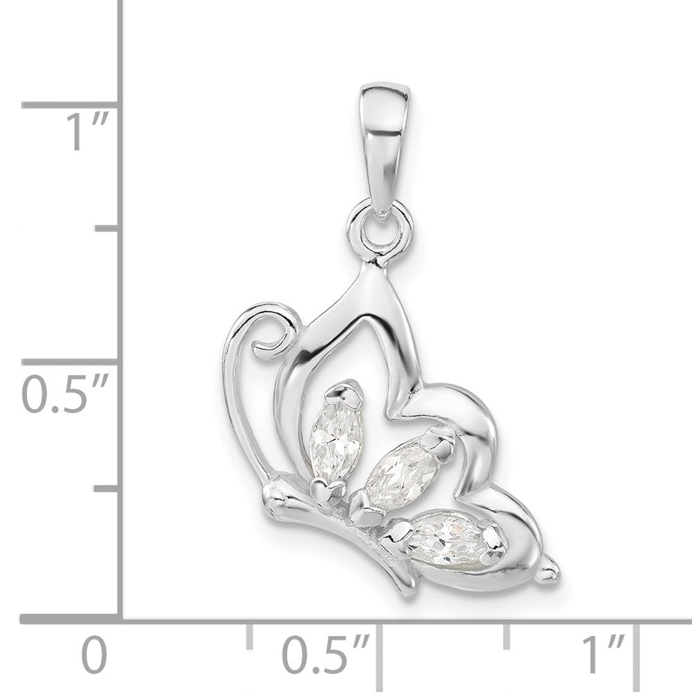 Sterling Silver CZ Butterfly Pendant