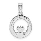 Sterling Silver Rhodium Plated CZ Claddagh Pendant