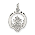 Sterling Silver Rhodium-plated CZ Irish Claddagh Pendant