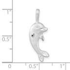 Sterling Silver Satin & Diamond-cut Dolphin Pendant