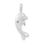Sterling Silver Satin & Diamond-cut Dolphin Pendant