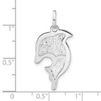 Sterling Silver Polished and Textured Dolphin Pendant