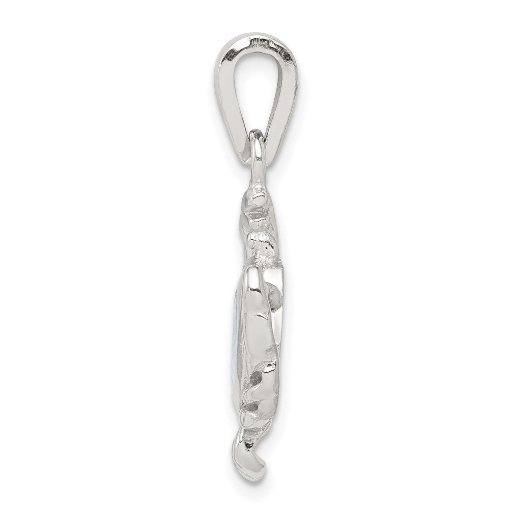 Sterling Silver Rhodium-plated Blue Inlay Created Opal Crab Pendant