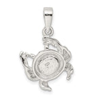 Sterling Silver Rhodium-plated Blue Inlay Created Opal Crab Pendant