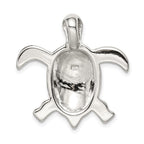 Sterling Silver Rhodium-plated Blue Inlay Created Opal Turtle Pendant