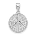 Sterling Silver Rhodium-plated CZ Peace Pendant