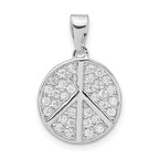 Sterling Silver Rhodium-plated CZ Peace Pendant