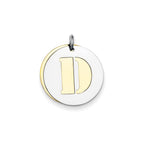 Sterling Silver GP Initial D Double Plate Round Charm